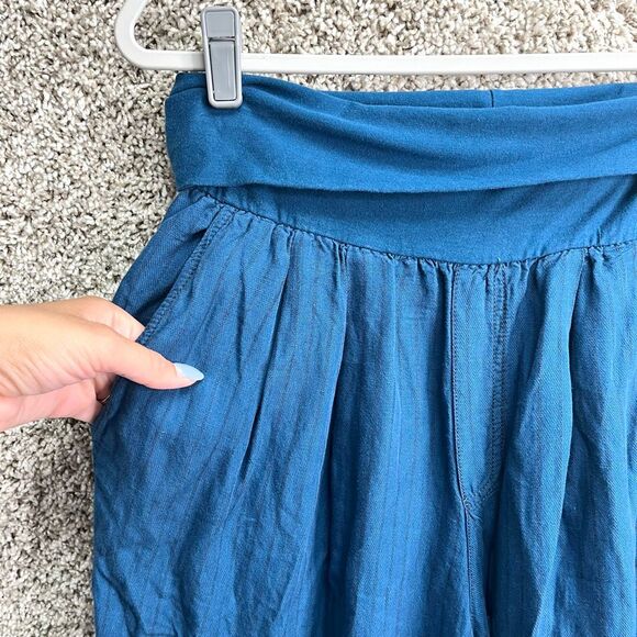 Hei Hei Pants Women’s Medium for Anthropologie Blue Striped Linen and Cotton Ble - Picture 2 of 8